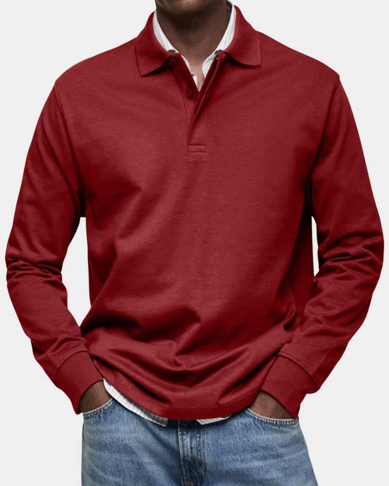 Linden Mode | Getextureerde Polo met Lange Mouw