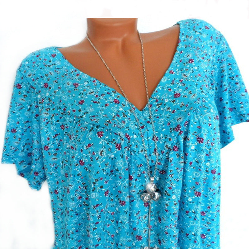 Van Dijkman Mode® | T-shirt Flora met V-hals