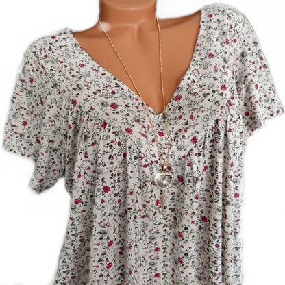 Van Dijkman Mode® | T-shirt Flora met V-hals