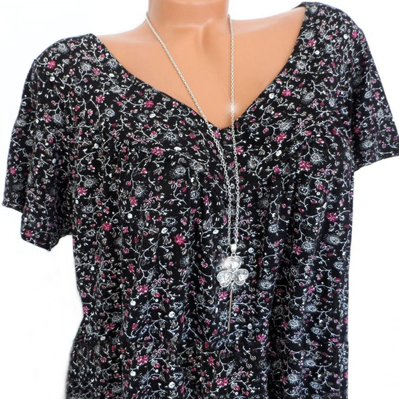 Van Dijkman Mode® | T-shirt Flora met V-hals