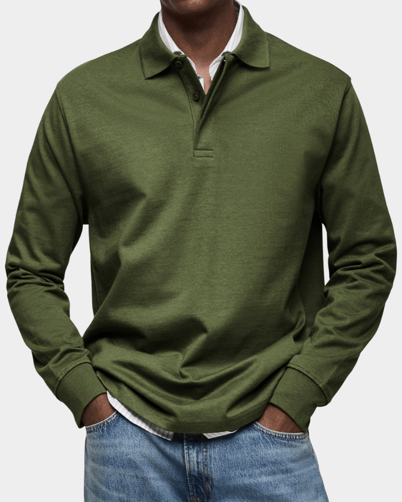 Linden Mode | Getextureerde Polo met Lange Mouw