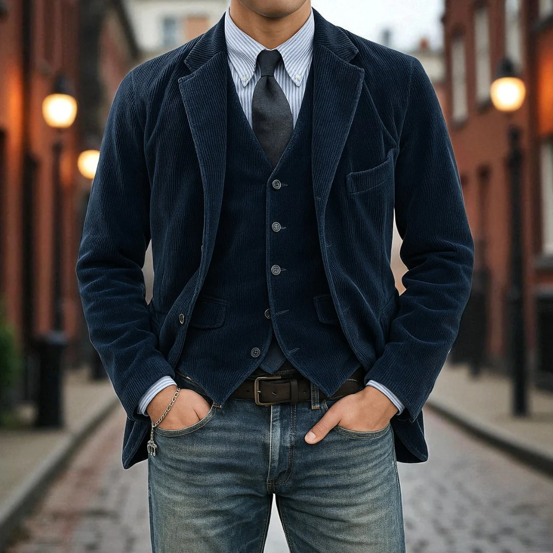 Linden Mode | 2-Delig Pak: Blazer en Vest in Corduroy