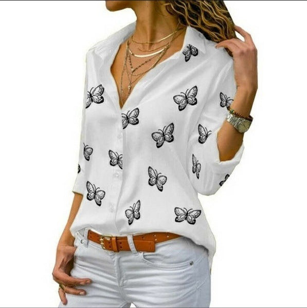 Linden Mode | Losvallende Blouse met Vlinderprint