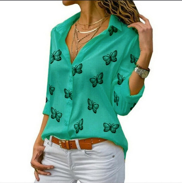 Linden Mode | Losvallende Blouse met Vlinderprint