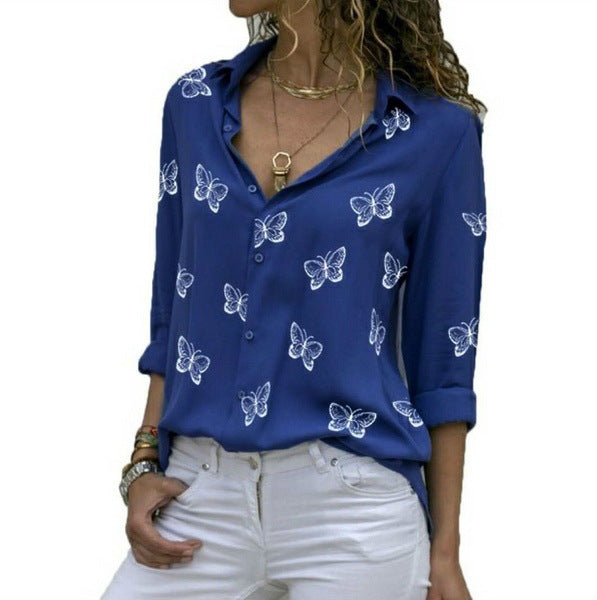 Linden Mode | Losvallende Blouse met Vlinderprint