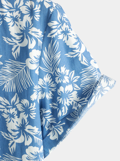 Linden Mode | Hawaïblouse met Korte Mouwen en Bloemenpatroon