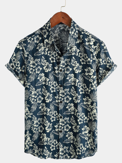 Van Dijkman Mode® | Katoenen Hawaii Overhemd met Korte Mouwen