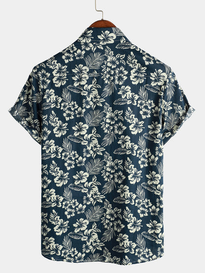 Van Dijkman Mode® | Katoenen Hawaii Overhemd met Korte Mouwen
