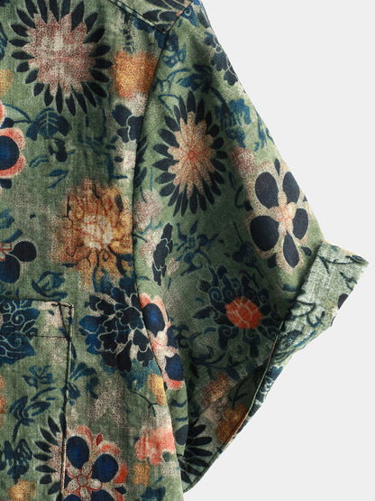 Van Dijkman Mode® | Katoenen Hawaii Overhemd met Korte Mouwen