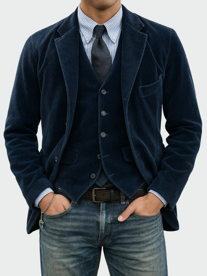 Linden Mode | 2-Delig Pak: Blazer en Vest in Corduroy
