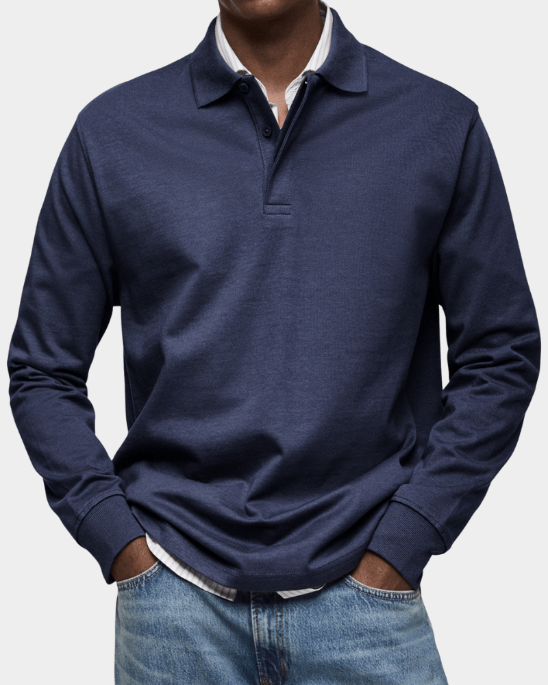 Linden Mode | Getextureerde Polo met Lange Mouw