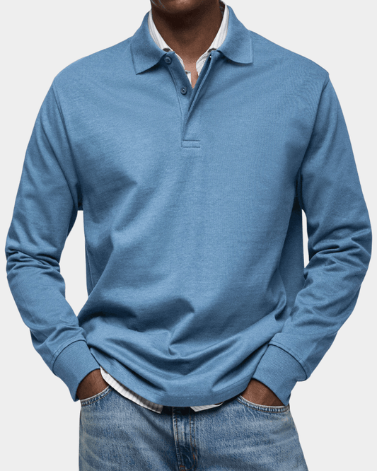 Linden Mode | Getextureerde Polo met Lange Mouw