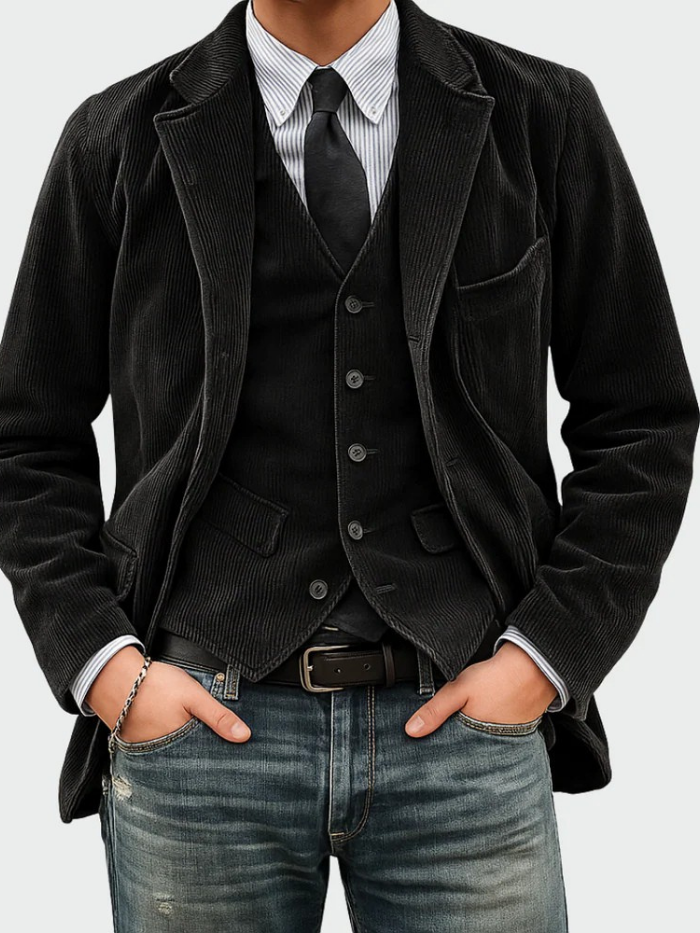 Linden Mode | 2-Delig Pak: Blazer en Vest in Corduroy