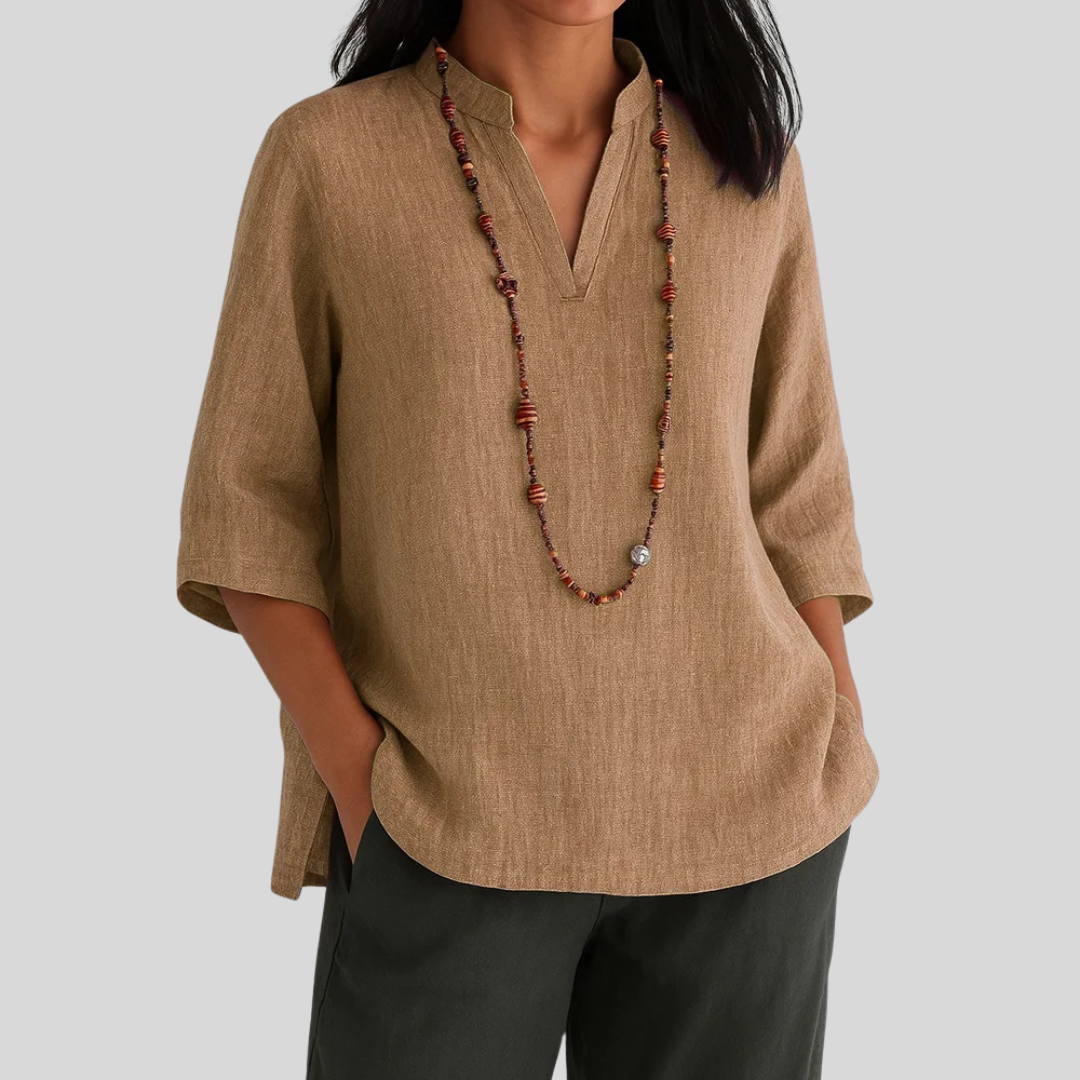 Van Dijkman Mode® | Linnen Blouse met Relaxte Elegantie
