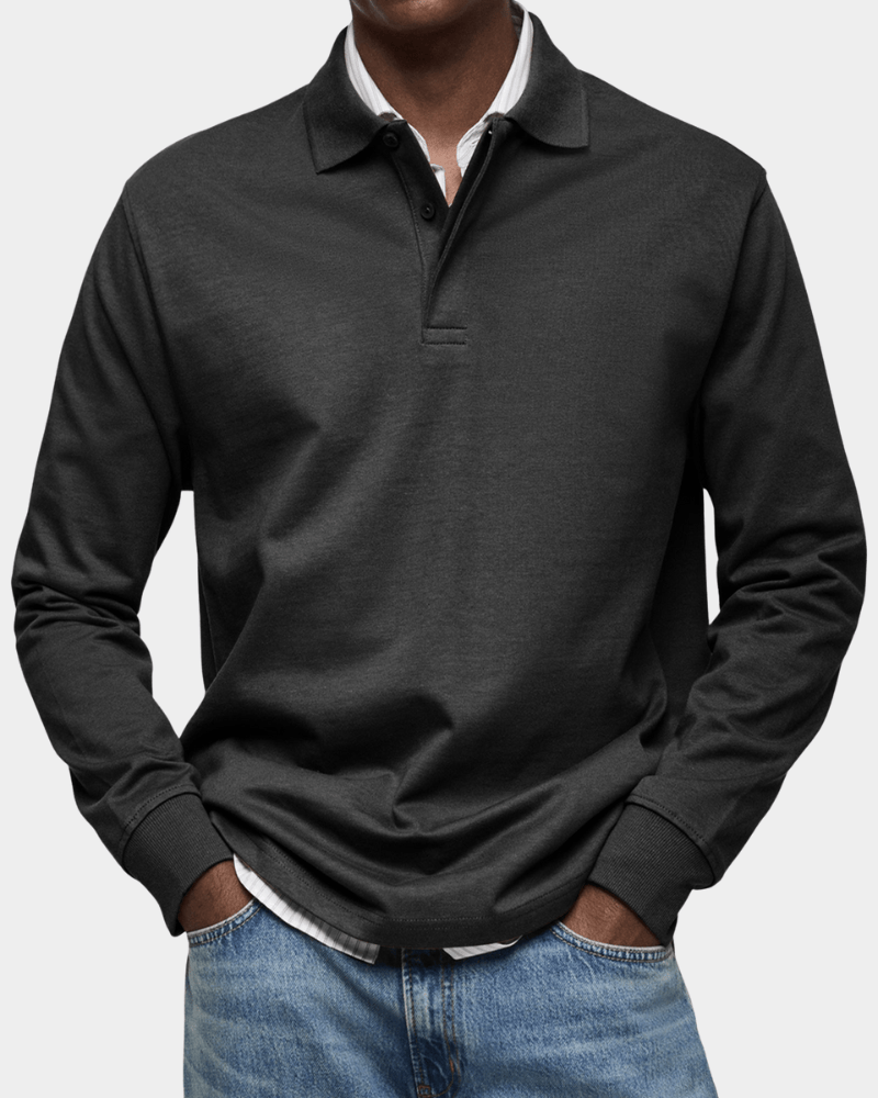 Linden Mode | Getextureerde Polo met Lange Mouw