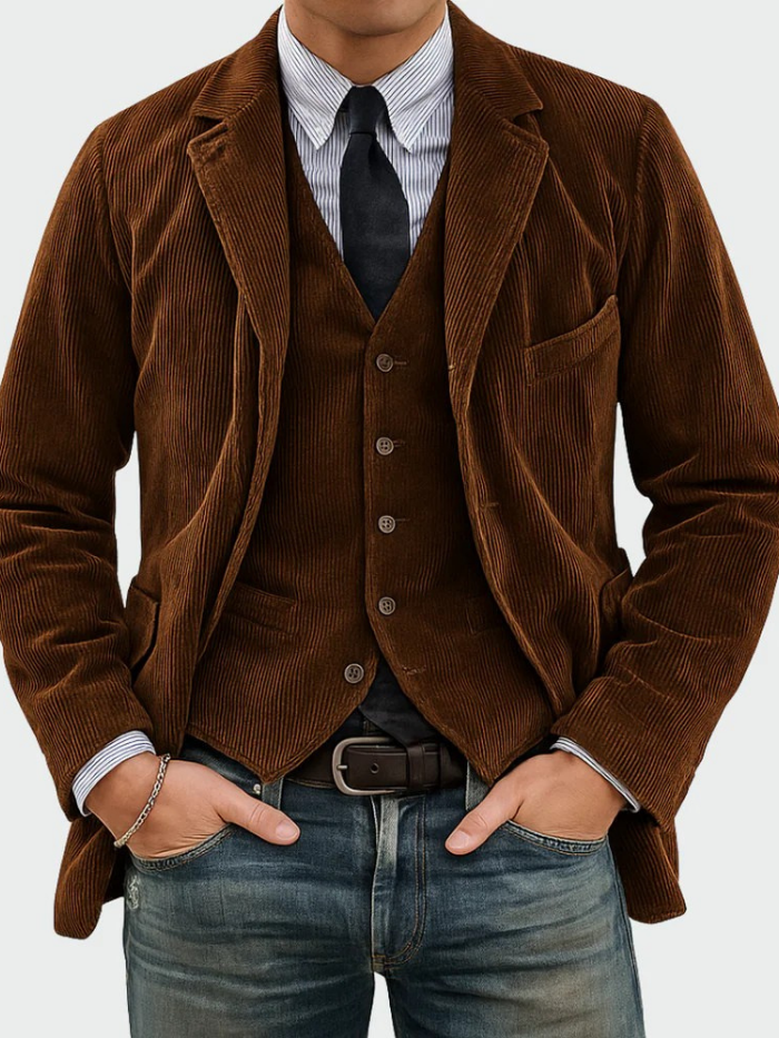 Linden Mode | 2-Delig Pak: Blazer en Vest in Corduroy