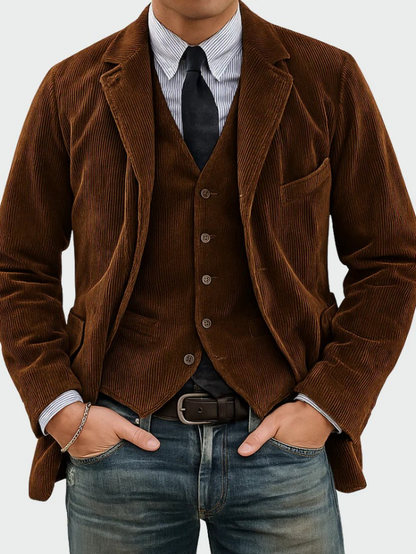 Linden Mode | 2-Delig Pak: Blazer en Vest in Corduroy