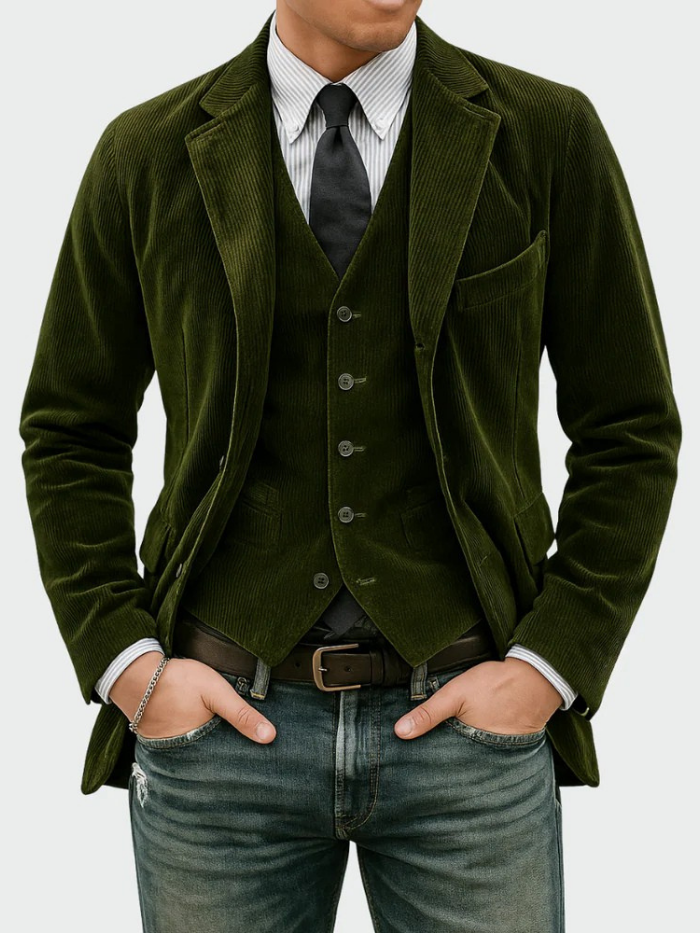 Linden Mode | 2-Delig Pak: Blazer en Vest in Corduroy