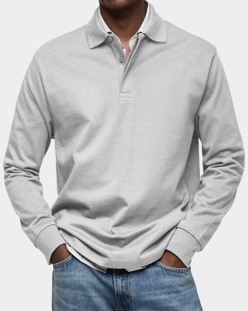 Linden Mode | Getextureerde Polo met Lange Mouw