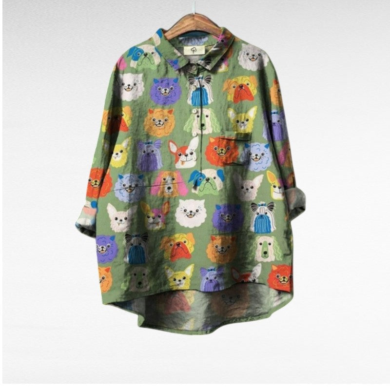 Van Dijkman Mode® | Elegante Zomerblouse met Artistiek Patroon