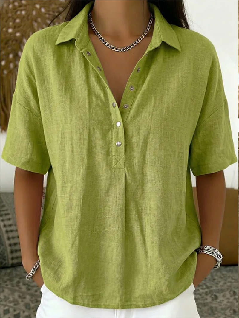 Linden Mode | Blouse met kraag en knoopdetail (TIJDELIJK 1+1 GRATIS!)