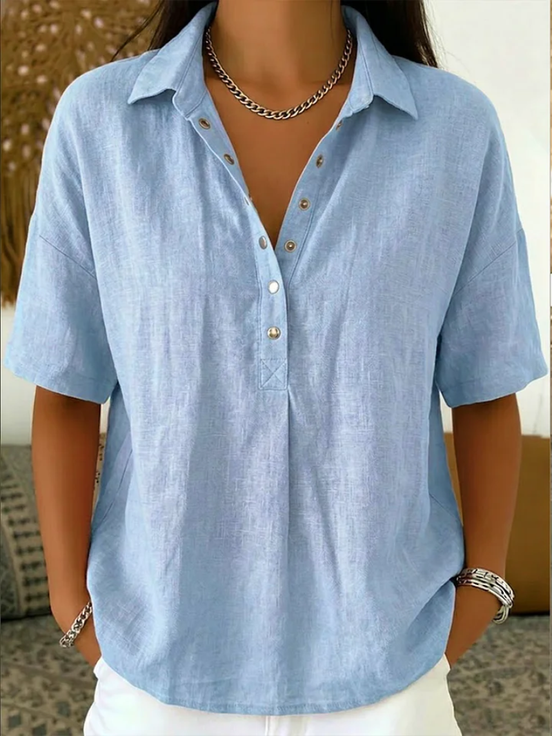 Linden Mode | Blouse met kraag en knoopdetail (TIJDELIJK 1+1 GRATIS!)