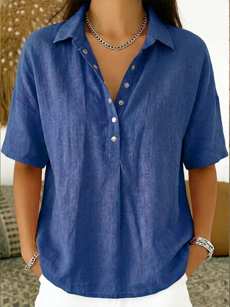 Linden Mode | Blouse met kraag en knoopdetail (TIJDELIJK 1+1 GRATIS!)