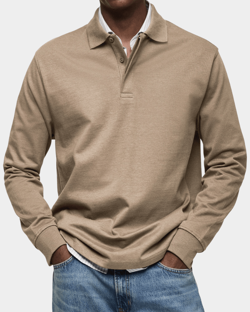 Linden Mode | Getextureerde Polo met Lange Mouw