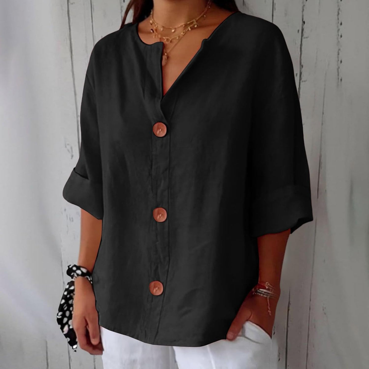 Van Dijkman Mode® | Minimalistische Blouse met Verticale Structuur