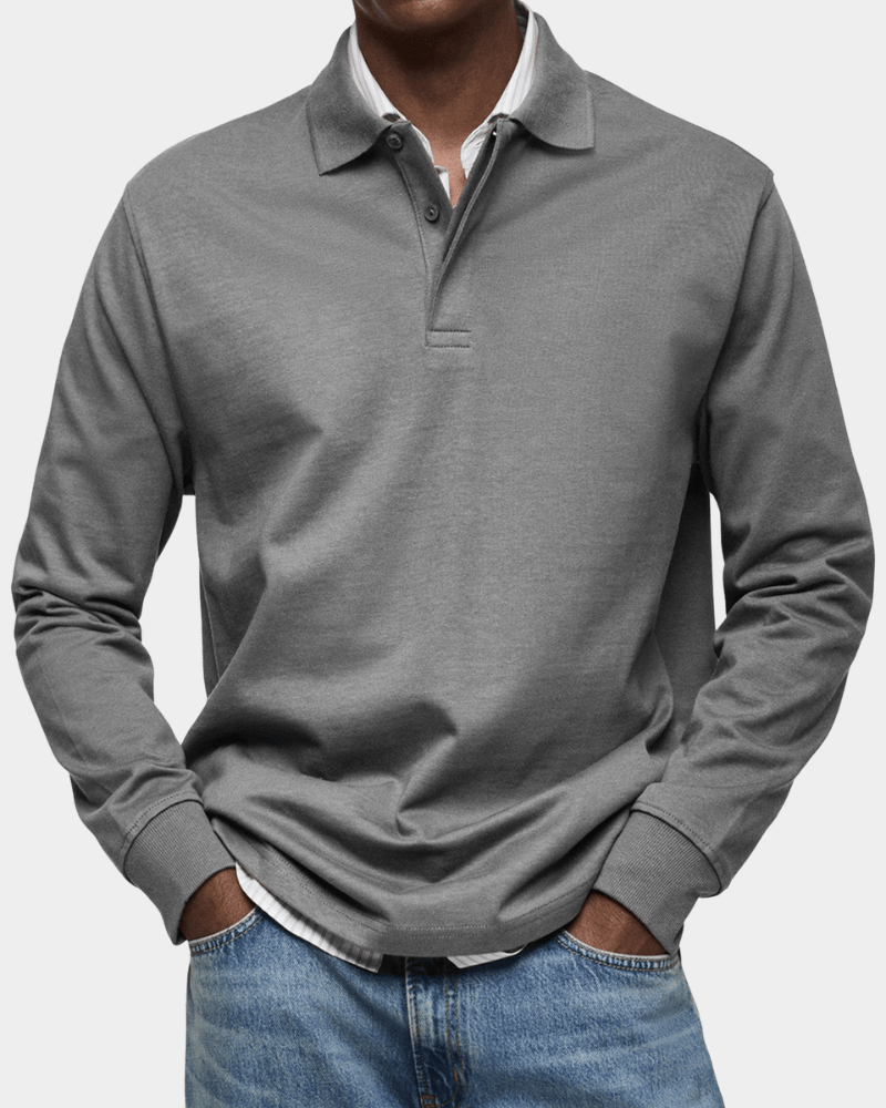 Linden Mode | Getextureerde Polo met Lange Mouw