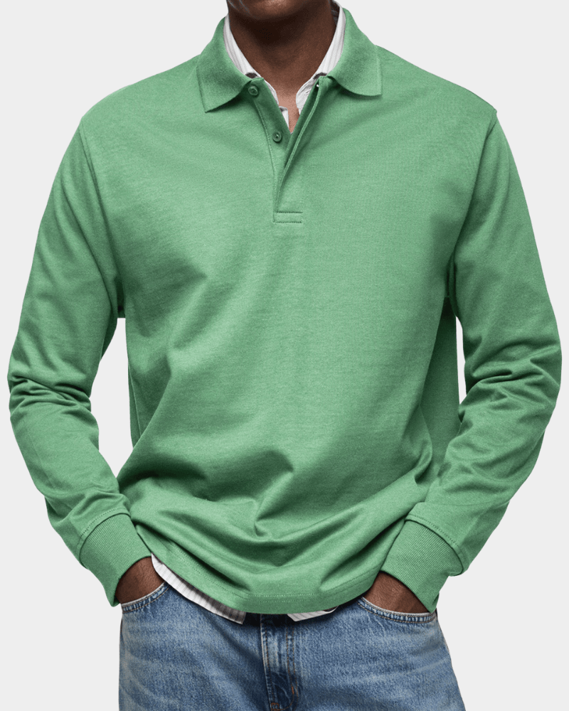 Linden Mode | Getextureerde Polo met Lange Mouw