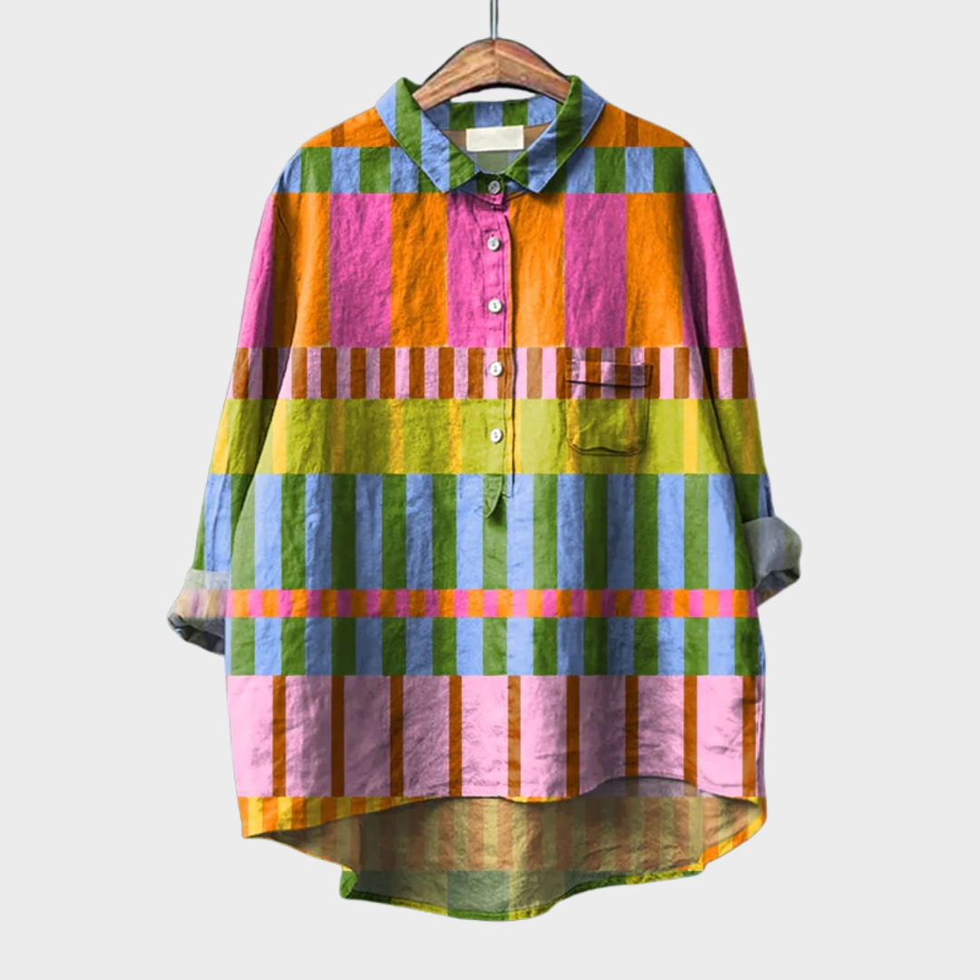 Linden Mode | Artistieke Zomerblouse in Amber Tinten