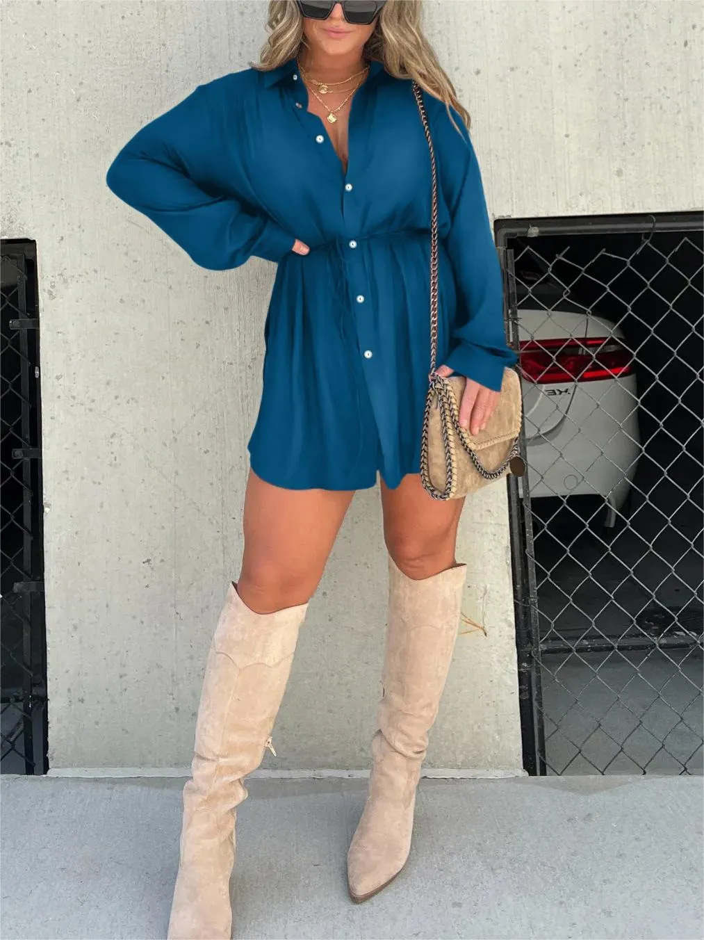 Van Dijkman Mode® | Trendy Satijnen Romper Jurk