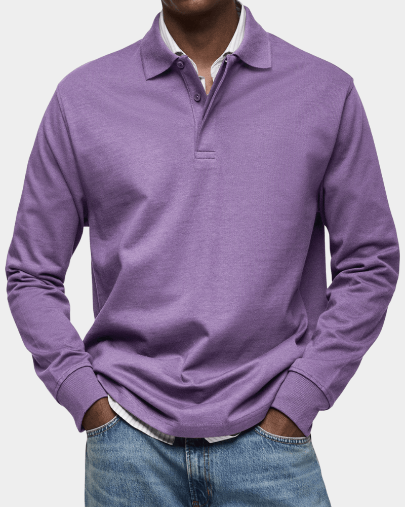 Linden Mode | Getextureerde Polo met Lange Mouw