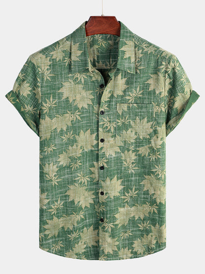 Van Dijkman Mode® | Katoenen Hawaii Overhemd met Korte Mouwen
