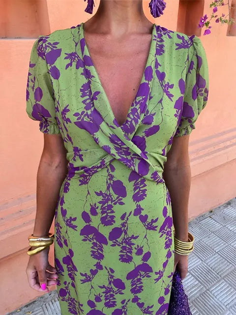 Linden Mode | Elegante Zomerjurk met Pofmouw