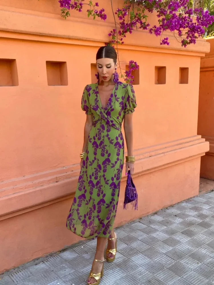 Linden Mode | Elegante Zomerjurk met Pofmouw
