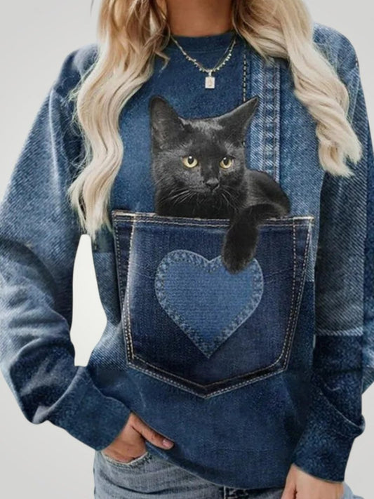 Van Dijkman Mode® | Trui met Kattenmotief