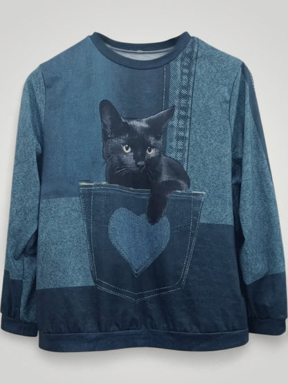 Van Dijkman Mode® | Trui met Kattenmotief