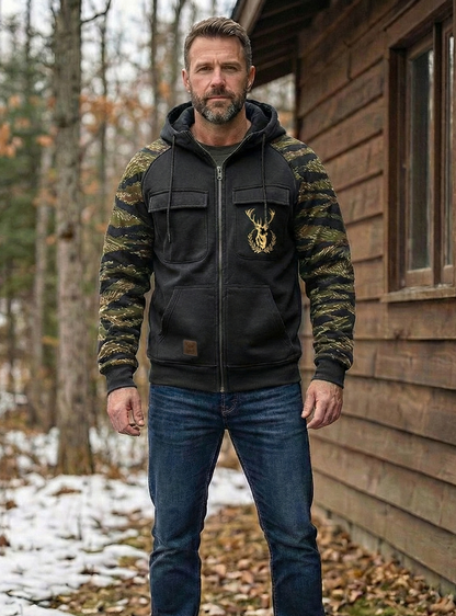Van Dijkman Mode® | Hunter Vest met Camouflage Mouwen