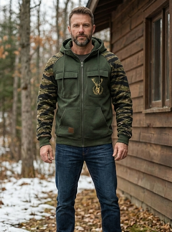 Van Dijkman Mode® | Hunter Vest met Camouflage Mouwen