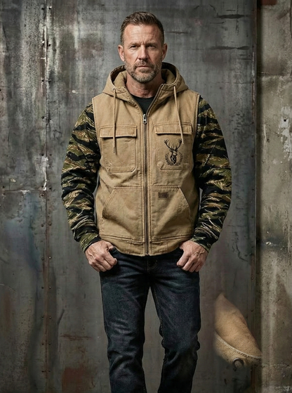 Van Dijkman Mode® | Hunter Vest met Camouflage Mouwen
