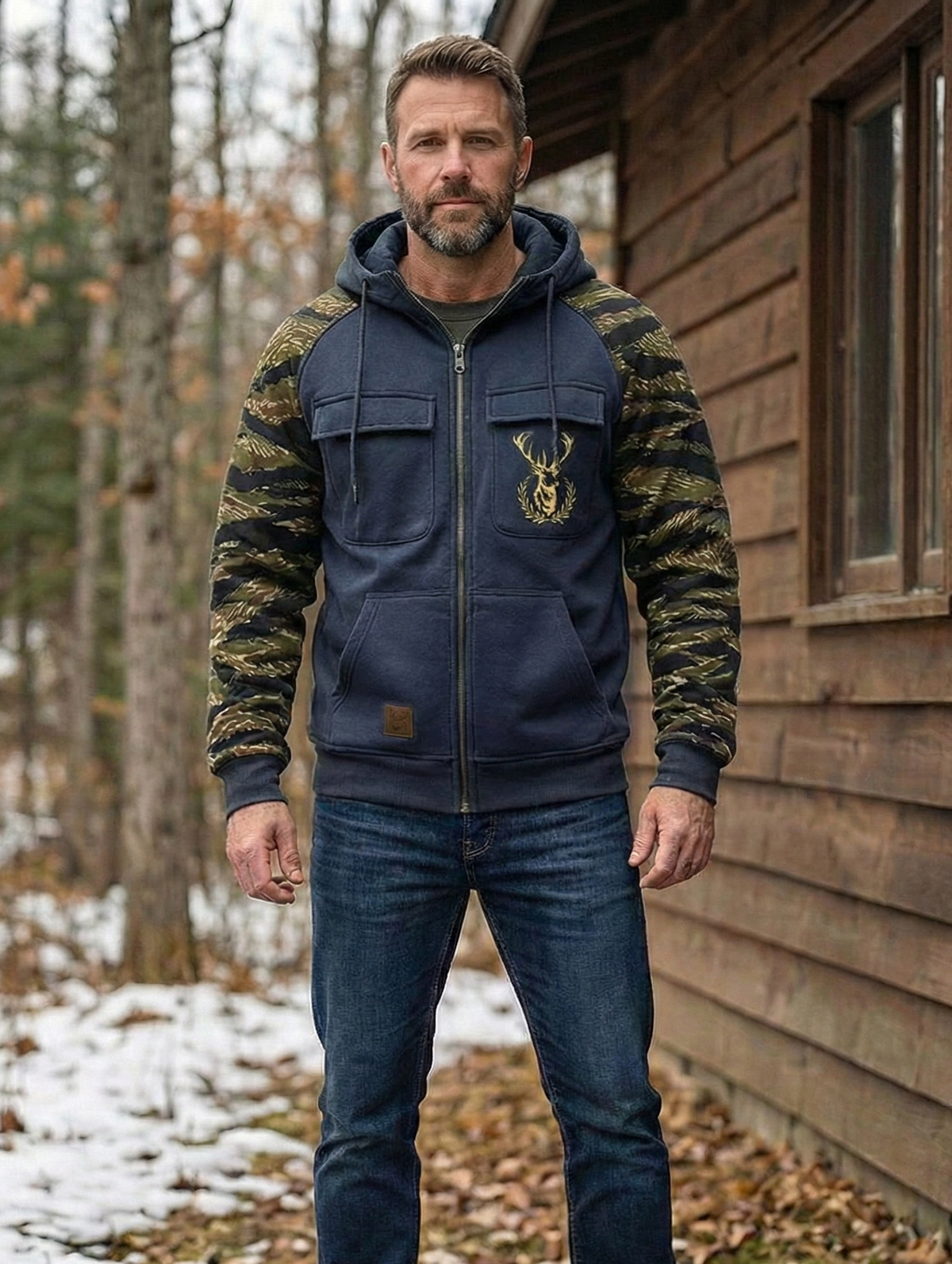 Van Dijkman Mode® | Hunter Vest met Camouflage Mouwen
