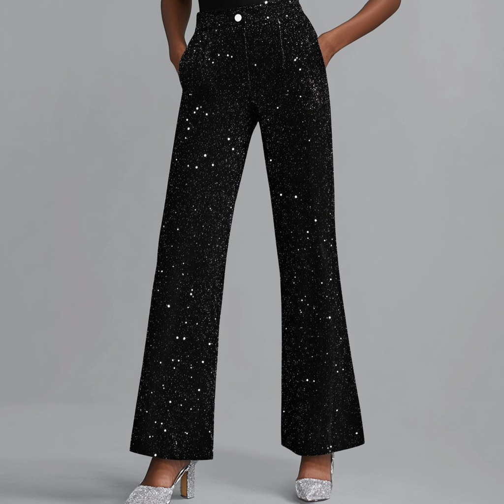 Linden Mode | Glitterbroek met Wijde Pijpen