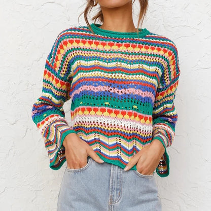 Van Dijkman Mode® | Kleurrijke Gebreide Sweater