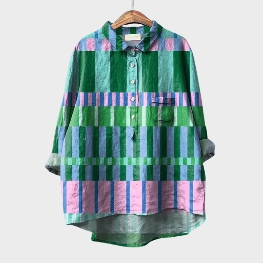 Linden Mode | Artistieke Zomerblouse in Amber Tinten