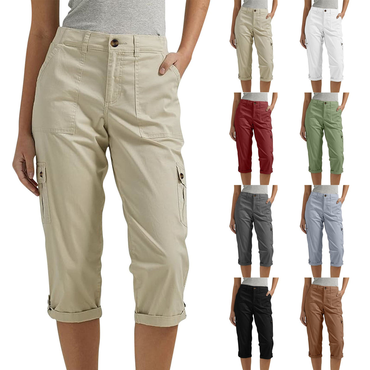 Van Dijkman Mode® | Capri Broek met Meerdere Zakken