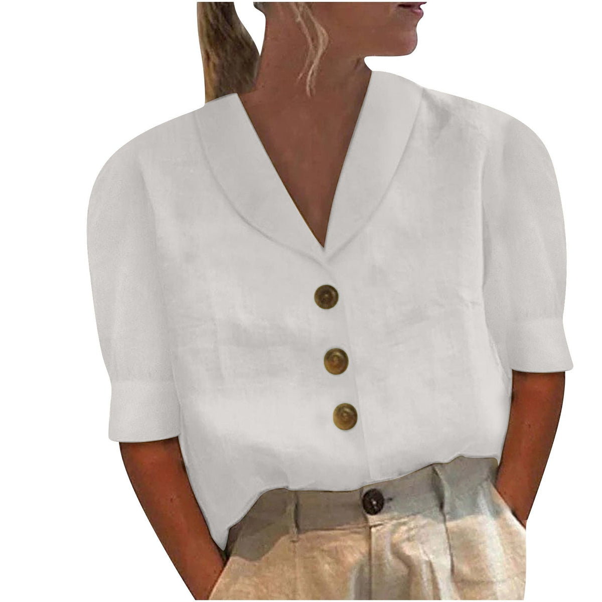 Van Dijkman Mode® | Knopblouse met Geknoopte Voorkant