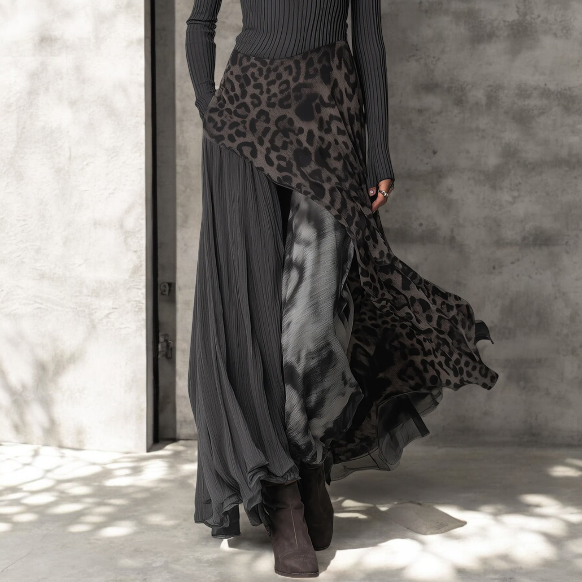 Levii NKEM Lange Jurk Luipaardprint detail