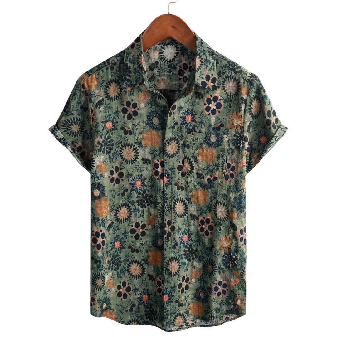 Van Dijkman Mode® | Katoenen Hawaii Overhemd met Korte Mouwen